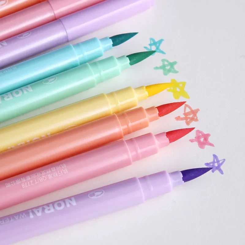 Pastel Highlighter Set Double Ended - 6 adet/takım Fırça Fosforlu Kalemler Kawaii