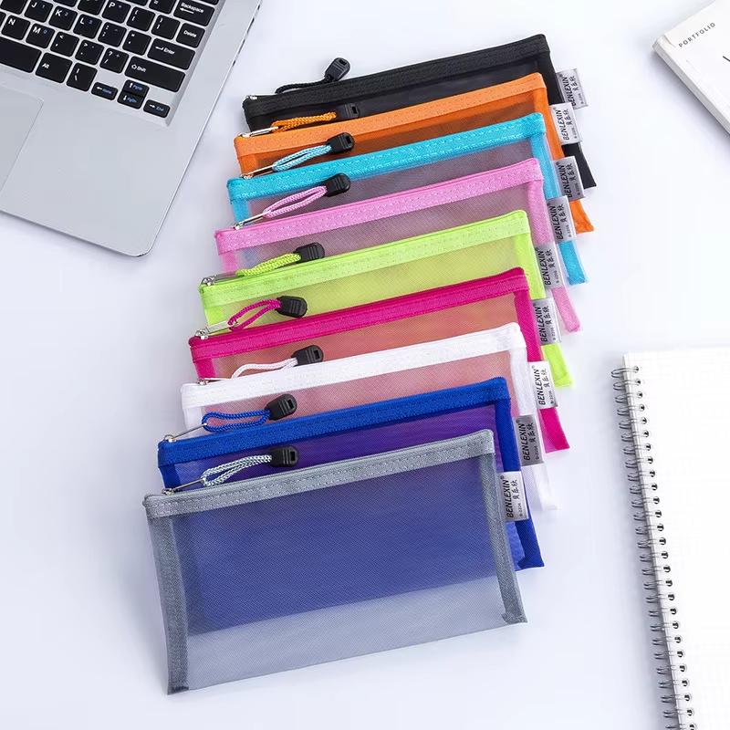 Clear Mesh Pencil Pouch For Exam - YENİ Dayanıklı Fermuarlı File Kalem Çantası