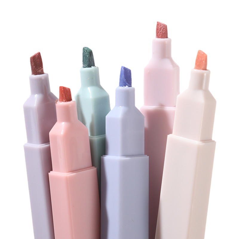 Pastel Highlighter Set Double Ended - 6 adet/takım Fosforlu Kalem Seti Sevimli