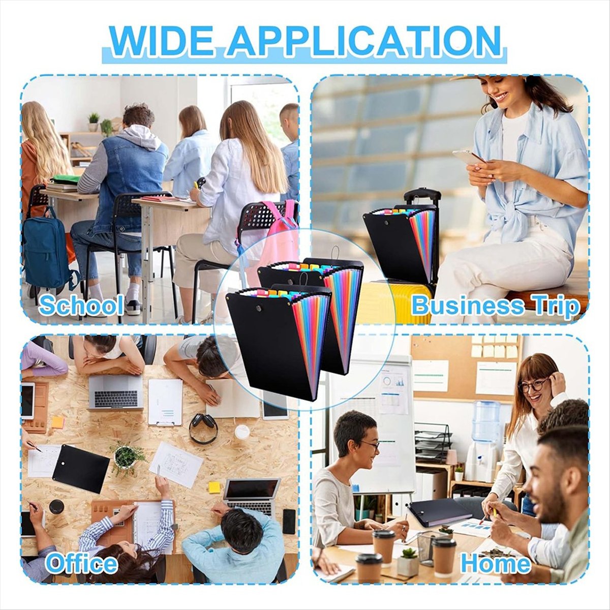 Expandable Accordion File Folder 13 Pockets - ABPP 2 Adet Genişleyen Dosya Klasörü,