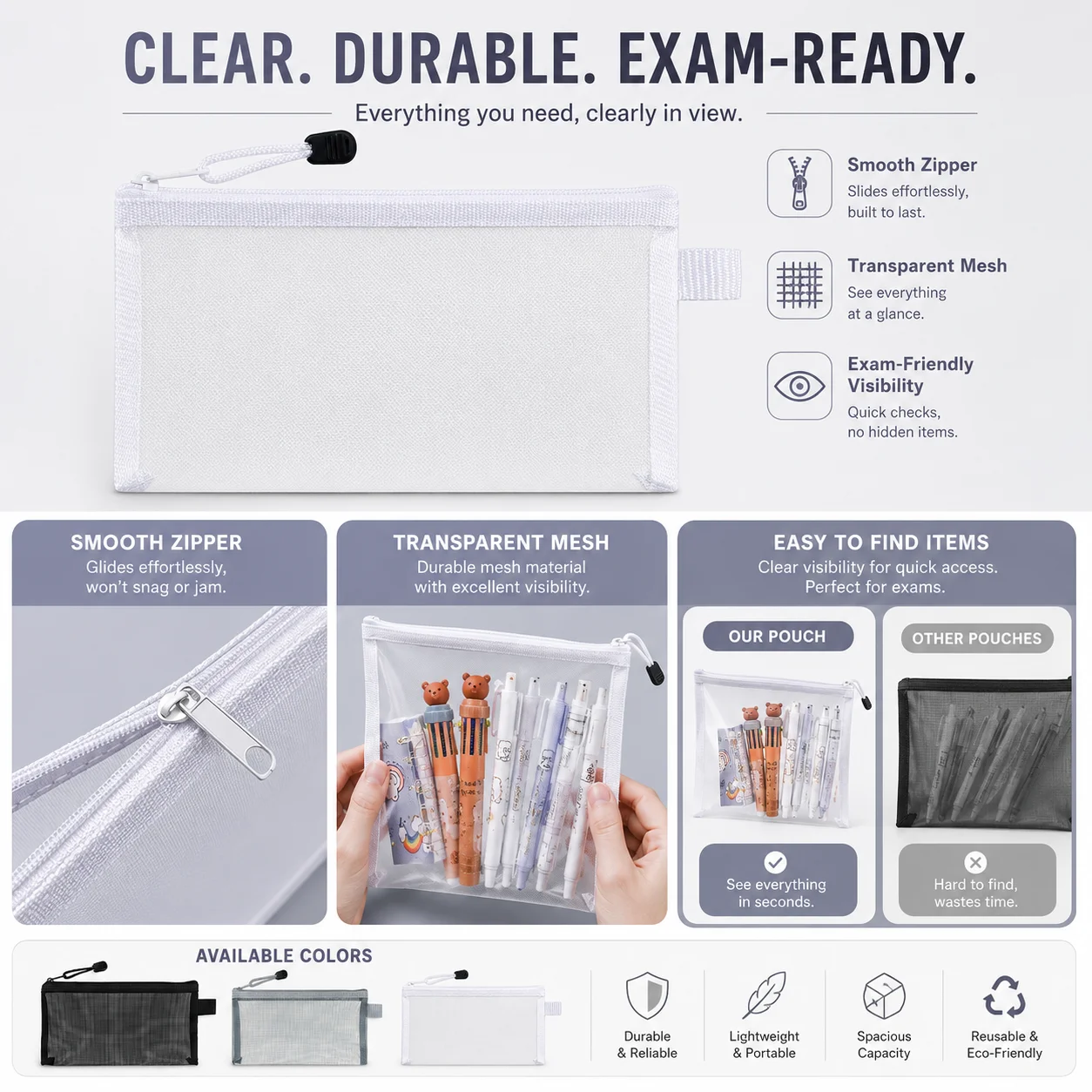 Şeffaf Örgü Kalem Kutusu Şeffa - Clear Mesh Pencil Pouch For Exam incelemesi ve fiyatı
