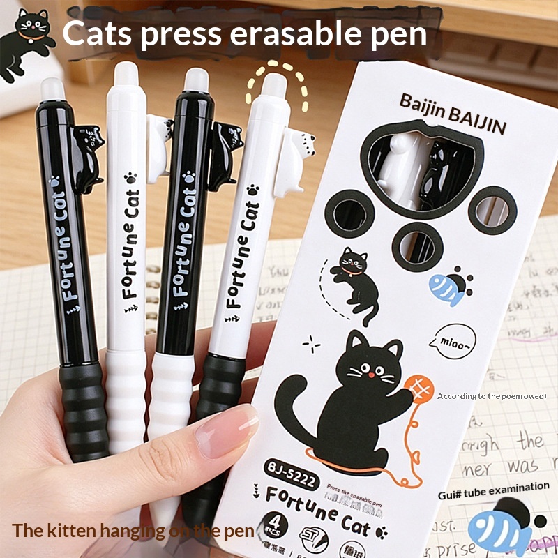 4'lü Paket Sevimli Kedi Figürl - Retractable Eraser Pen Click incelemesi ve fiyatı