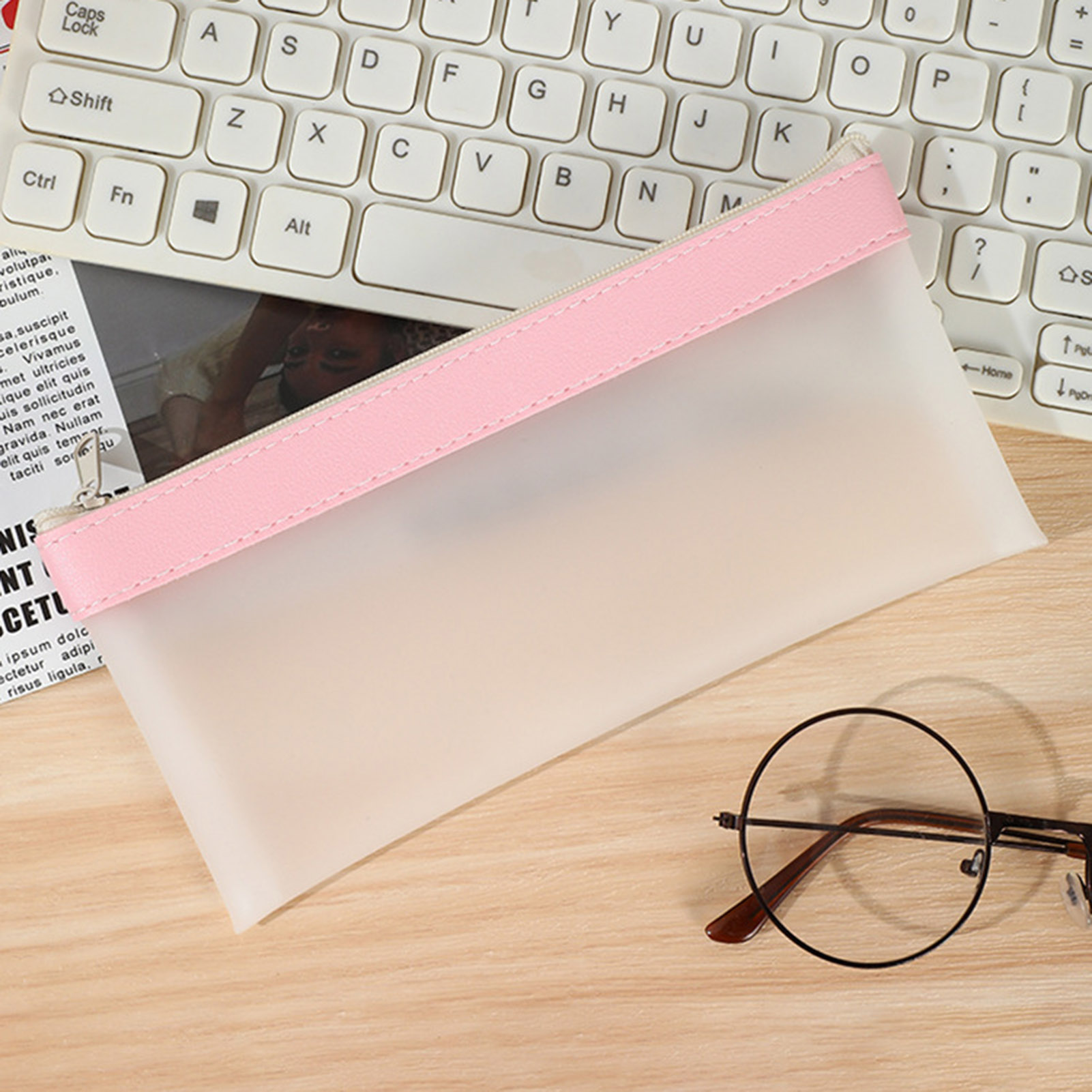 Şeffaf buzlu kalem kutusu kılı - Aesthetic Large Pencil Case Pouch incelemesi ve fiyatı